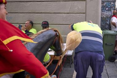Foto de la salida de gigantes y cabezudos el 13 de julio de San Fermín 2026