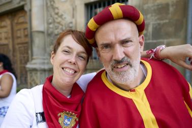 Foto de la salida de gigantes y cabezudos el 13 de julio de San Fermín 2026