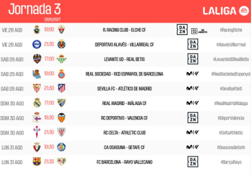 Horarios de la jornada 3 de LaLIga 2026/27