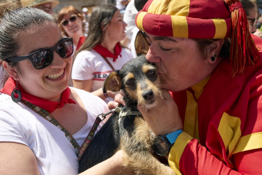 Foto de la despedida de la Comparsa de Gigantes y Cabezudos este 14 de julio de San Fermín 2026.