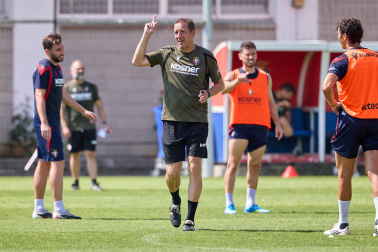 Entrenamiento de pretemporada del C.A. Osasun en Tajonar este miércoles, 15 de julio