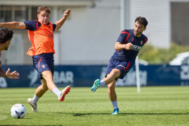 Entrenamiento de pretemporada del C.A. Osasun en Tajonar este miércoles, 15 de julio