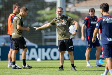 Entrenamiento de pretemporada del C.A. Osasun en Tajonar este miércoles, 15 de julio
