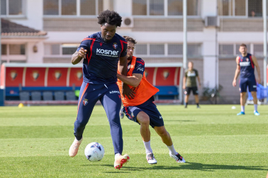 Entrenamiento de pretemporada del C.A. Osasun en Tajonar este miércoles, 15 de julio