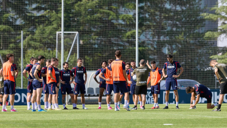 Entrenamiento de pretemporada del C.A. Osasun en Tajonar este miércoles, 15 de julio