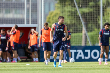 Entrenamiento de pretemporada del C.A. Osasun en Tajonar este miércoles, 15 de julio