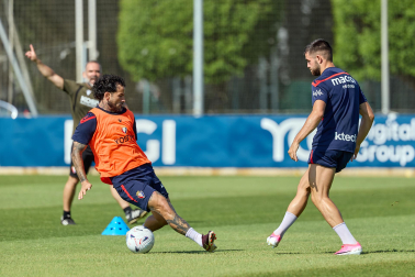 Entrenamiento de pretemporada del C.A. Osasun en Tajonar este miércoles, 15 de julio