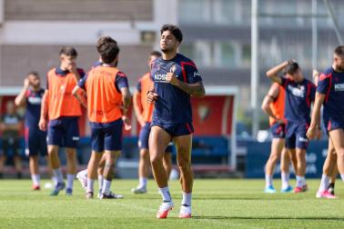Entrenamiento de pretemporada del C.A. Osasun en Tajonar este miércoles, 15 de julio