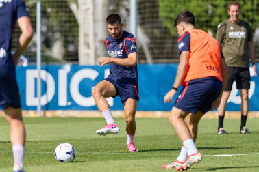 Entrenamiento de pretemporada del C.A. Osasun en Tajonar este miércoles, 15 de julio