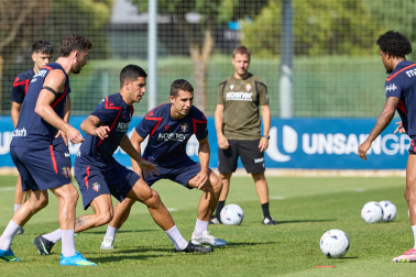 Entrenamiento de pretemporada del C.A. Osasun en Tajonar este miércoles, 15 de julio