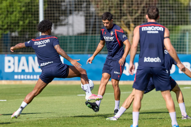 Entrenamiento de pretemporada del C.A. Osasun en Tajonar este miércoles, 15 de julio