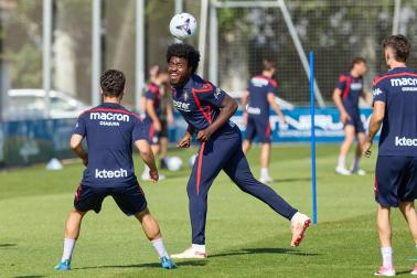 Entrenamiento de pretemporada del C.A. Osasun en Tajonar este miércoles, 15 de julio