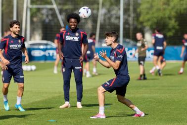Entrenamiento de pretemporada del C.A. Osasun en Tajonar este miércoles, 15 de julio