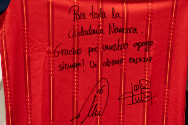 Fotos del recibimiento a Mikel Merino y Javier López Vallejo en el Palacio de Navarra