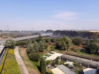 Fotos del incendio en un pinar junto a la autopista A-68 que obligó a desalojar el hotel Villa Castejón