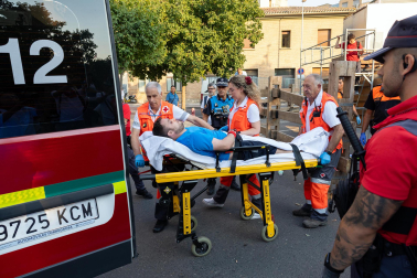 Encierro del 25 de julio en Tudela. Primer herido por asta