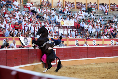 Andy Cartagena, Sergio Domínguez y Guillermo Hermoso de Mendoza se enfrentaron a los astados de Rosa Rodrigo en la corrida de rejones de fiestas de Tudela 2026 celebrada el domingo 26 de julio