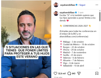 Imagen de la publicación del psicólogo Álvaro Bilbao en Instagram