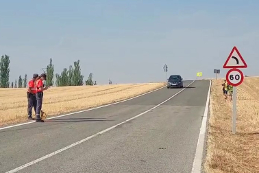 Atestados de policía foral investigan el lugar del accidente