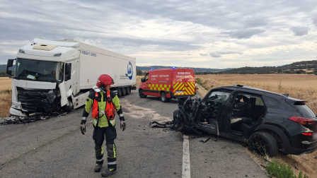 Foto del accidente mortal en la N-121 en Unzué