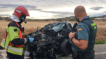 Foto del accidente mortal en la N-121 en Unzué