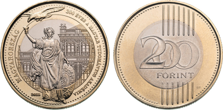Moneda de 200 forintos, “Hungarian Academy of Sciences Commemorative Circulation Coin”