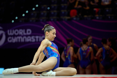 Foto de los entrenamientos de la selección española de gimnasia aeróbica en el Navarra Arena