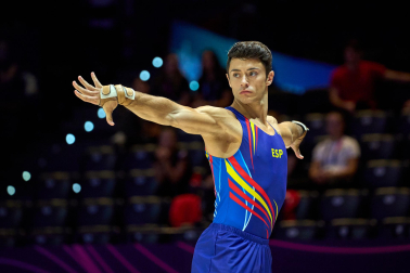 Foto de los entrenamientos de la selección española de gimnasia aeróbica en el Navarra Arena