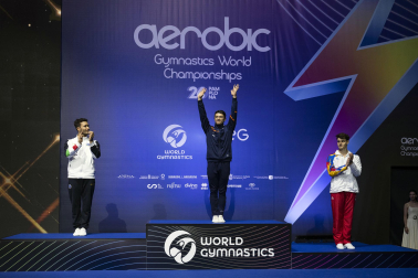 Último día del Mundial de GImnasia Aeróbica en el Navarra Arena con las finales y los podios