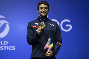 Último día del Mundial de GImnasia Aeróbica en el Navarra Arena con las finales y los podios