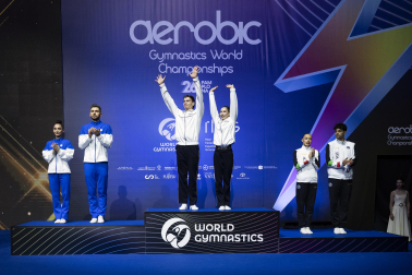 Último día del Mundial de GImnasia Aeróbica en el Navarra Arena con las finales y los podios