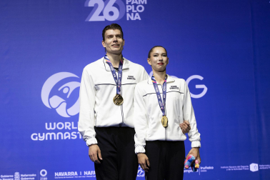 Último día del Mundial de GImnasia Aeróbica en el Navarra Arena con las finales y los podios