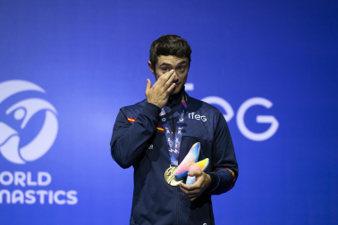 Último día del Mundial de GImnasia Aeróbica en el Navarra Arena con las finales y los podios