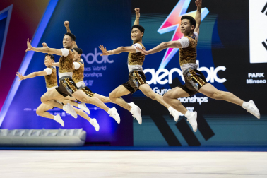 Último día del Mundial de GImnasia Aeróbica en el Navarra Arena con las finales y los podios