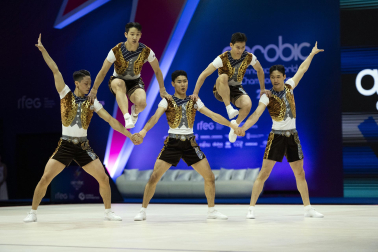 Último día del Mundial de GImnasia Aeróbica en el Navarra Arena con las finales y los podios