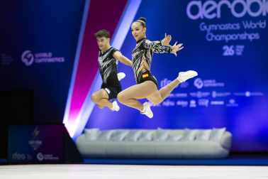 Último día del Mundial de GImnasia Aeróbica en el Navarra Arena con las finales y los podios