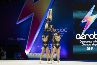 Último día del Mundial de GImnasia Aeróbica en el Navarra Arena con las finales y los podios