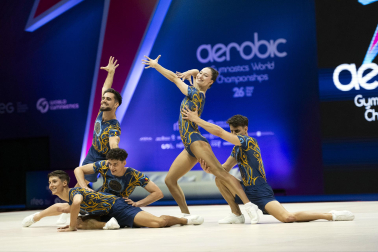 Último día del Mundial de GImnasia Aeróbica en el Navarra Arena con las finales y los podios