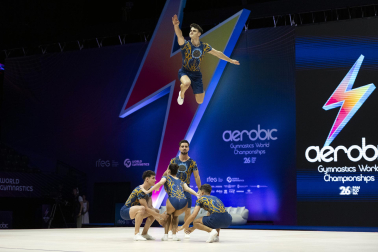 Último día del Mundial de GImnasia Aeróbica en el Navarra Arena con las finales y los podios