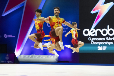 Último día del Mundial de GImnasia Aeróbica en el Navarra Arena con las finales y los podios