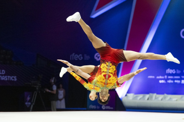 Último día del Mundial de GImnasia Aeróbica en el Navarra Arena con las finales y los podios