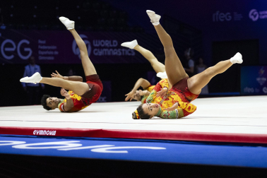 Último día del Mundial de GImnasia Aeróbica en el Navarra Arena con las finales y los podios