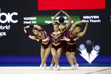 Último día del Mundial de GImnasia Aeróbica en el Navarra Arena con las finales y los podios