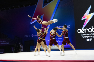 Último día del Mundial de GImnasia Aeróbica en el Navarra Arena con las finales y los podios