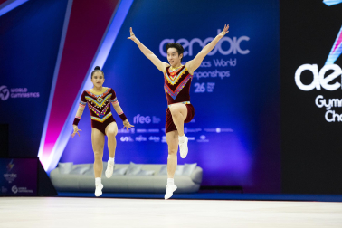 Último día del Mundial de GImnasia Aeróbica en el Navarra Arena con las finales y los podios