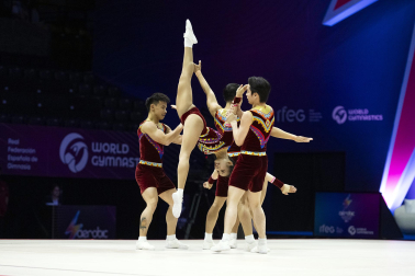 Último día del Mundial de GImnasia Aeróbica en el Navarra Arena con las finales y los podios