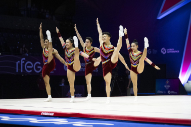 Último día del Mundial de GImnasia Aeróbica en el Navarra Arena con las finales y los podios