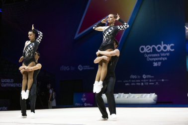 Último día del Mundial de GImnasia Aeróbica en el Navarra Arena con las finales y los podios