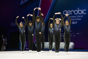 Último día del Mundial de GImnasia Aeróbica en el Navarra Arena con las finales y los podios