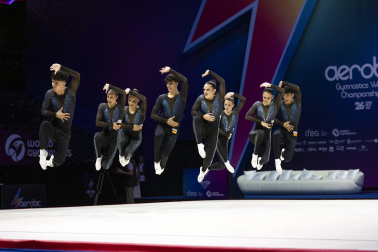 Último día del Mundial de GImnasia Aeróbica en el Navarra Arena con las finales y los podios